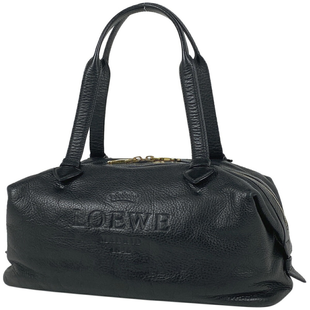 Loewe logo handbag Boston shoulder bag heritage leather black